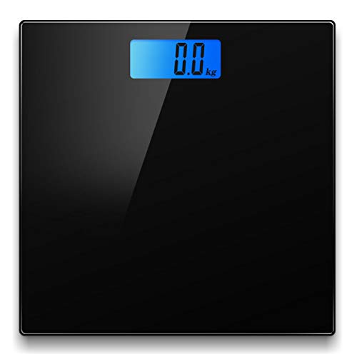 Báscula electrónica digital para baño de control de peso con retroiluminación, peso máximo de 180 kg, color negro