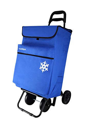 Bastilipo Julia Azul Oceano Carro de la Compra 4 Ruedas Plegables oceano-Bastilipo-50 litros de Capacidad con Bolsa termica y Bolsillo Interior