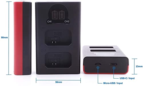 Baxxtar Pro (2X) Batería EN-EL25 (1280mAh) con Mini LCD Cargador Dual (USB-C/MicroUSB) Compatible con Nikon Z50 Z FC