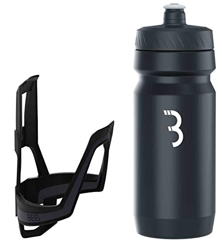 Bbb Cycling Botella de Agua de 550 ml y combinación de Jaula para Bicicletas Universal Fit Combo DualCage CompTank BBC-39C, Gris Oscuro/Negro/Blanco Negro, 550 ml