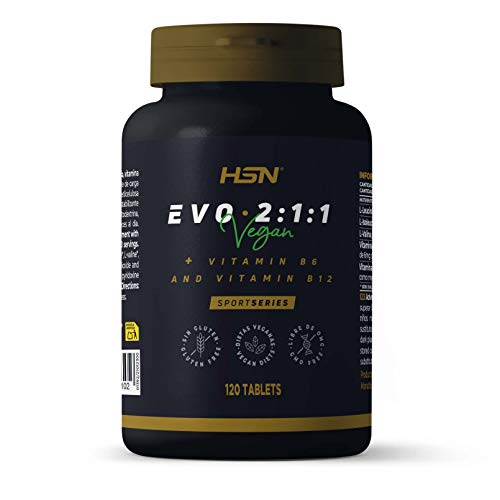 BCAA en Tabletas Evo 2:1:1 de HSN | 120 Tomas de Aminoácidos Ramificados con Ratio 2:1:1 Leucina, Valina, Isoleucina | Con Vitamina B6 y B12 | No-GMO, Vegano, Sin Gluten