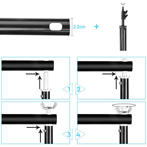 BDDFOTO Kit de Soporte de Estante de Fondo Ajustable, 2x2metros Soporte de Fondo para Retrato de Estudio, fotografía de Producto y grabación de Video, con Bolsa de Lona