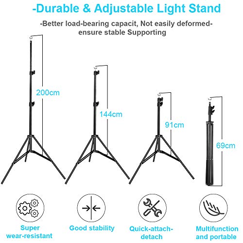 BDDFOTO Kit de Soporte de Estante de Fondo Ajustable, 2x2metros Soporte de Fondo para Retrato de Estudio, fotografía de Producto y grabación de Video, con Bolsa de Lona