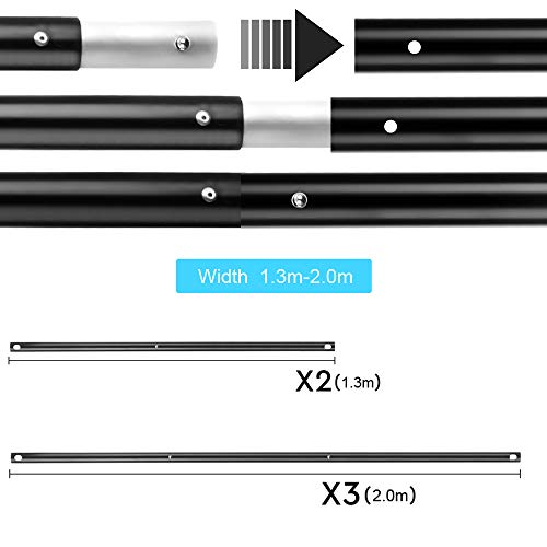 BDDFOTO Kit de Soporte de Estante de Fondo Ajustable, 2x2metros Soporte de Fondo para Retrato de Estudio, fotografía de Producto y grabación de Video, con Bolsa de Lona