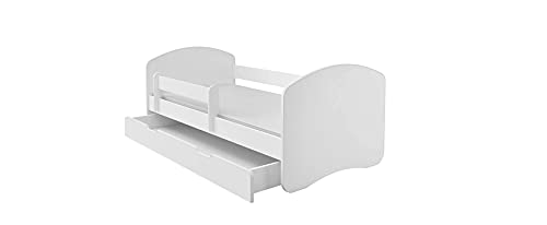 BDW Cama infantil con un cajón y colchón, color blanco, 180 x 80 cm