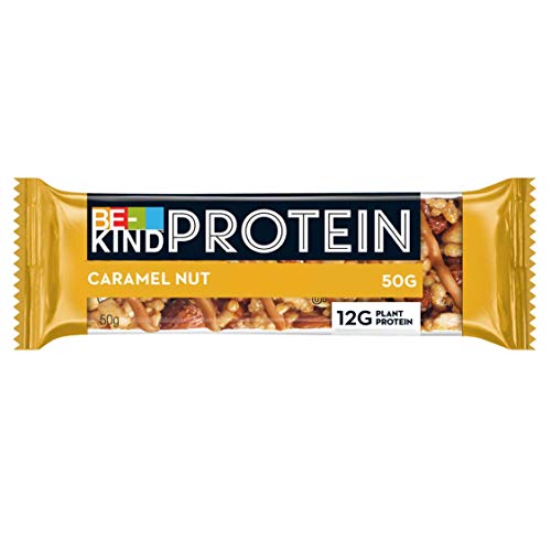 BE-KIND Barrita Proteina con Frutos Secos Tostados, Nuez de Caramelo, Sin Gluten, Alto Contenido de Fibra y Proteina, 12 X 40g Barras