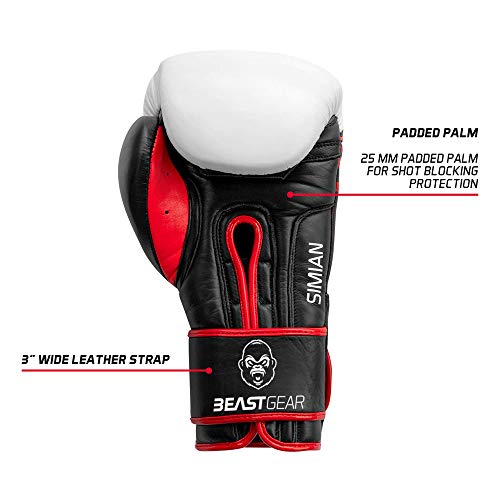 Beast Gear Guantes de boxeo - Guante Deportivo de piel genuina para hombre y mujer, perfecto para Boxeo, Kick Boxing, Muay Thai, Boxing y Sparring