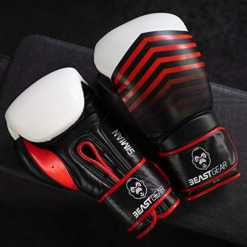 Beast Gear Guantes de boxeo - Guante Deportivo de piel genuina para hombre y mujer, perfecto para Boxeo, Kick Boxing, Muay Thai, Boxing y Sparring