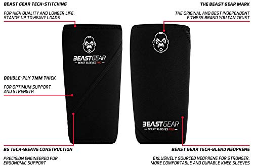 Beast Gear Rodilleras Deportivas - Rodillera Crossfit, compresión, estabilizador de Rodilla, Ideales para Usar como Rodilleras para artrosis, Material Neopreno