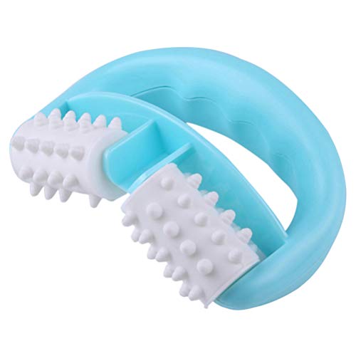 Beaupretty Rodillo de Masaje de Mano de Plástico Manual Redondo 2 Ruedas Masajeador Muscular Rodillo de Celulitis para Piernas Brazos Espalda Alivio Del Dolor Muscular Y Relajación Muscular (Azul)