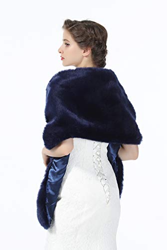 BEAUTELICATE Estola Chal Pelo Mujer Boleros Mantón Para Fiesta Bodas Novia Invierno Otoño Vestido Azul Marino