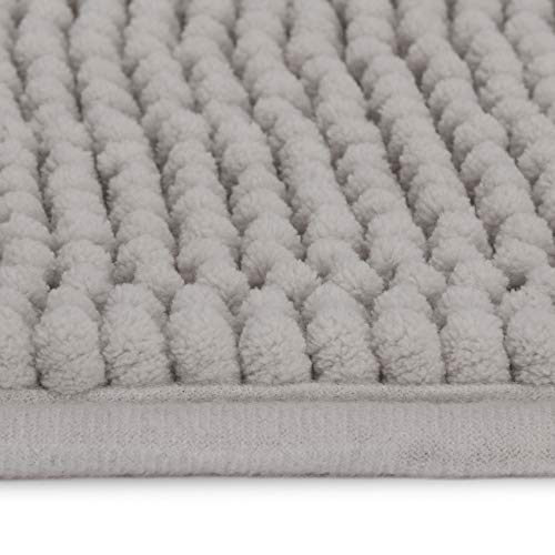 Beautissu BeauMare WR Alfombrilla Baño Antideslizante y Absorbente 80x50 cm – Alfombra Chenilla Adecuada para Suelo Radiante – Alfombrilla de Baño Gris Claro Mullida para Ducha, Bañera e Inodoro