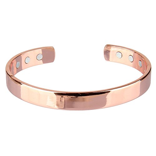 Beauty7 Chapado en Oro Rosa Pulsera Magnética de Cobre para Regalo Artritis Hombres Mujeres Unisex Muñecas Moda Mano Collar Salud Perímetro 19 cm