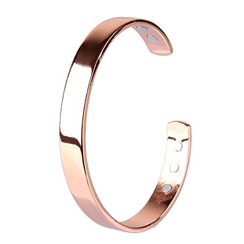 Beauty7 Chapado en Oro Rosa Pulsera Magnética de Cobre para Regalo Artritis Hombres Mujeres Unisex Muñecas Moda Mano Collar Salud Perímetro 19 cm