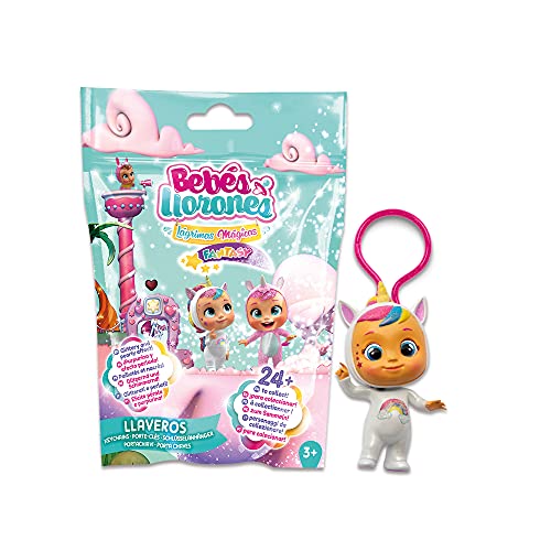 BEBÉS LLORONES LÁGRIMAS MÁGICAS Llavero | 1 Llavero Sorpresa de tu Bebé Llorón preferido (7cm) con Mosquetón extraíble para mochila y llaves - Accesorio para niños y niñas +3 Años