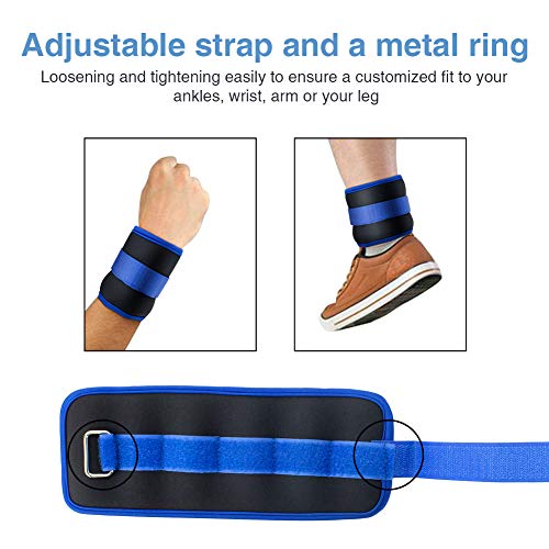 BeGrit Pesas de Tobillo Ajustables con Correa de Velcro para piernas, Resistencia y muñeca, 2 Unidades para Ejercicio, Gimnasio, Correr, Fitness, Correr, aeróbic (Azul, 0.5kg)