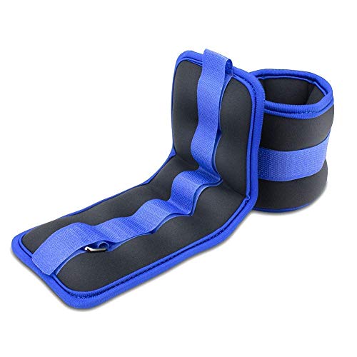 BeGrit Pesas de Tobillo Ajustables con Correa de Velcro para piernas, Resistencia y muñeca, 2 Unidades para Ejercicio, Gimnasio, Correr, Fitness, Correr, aeróbic (Azul, 0.5kg)