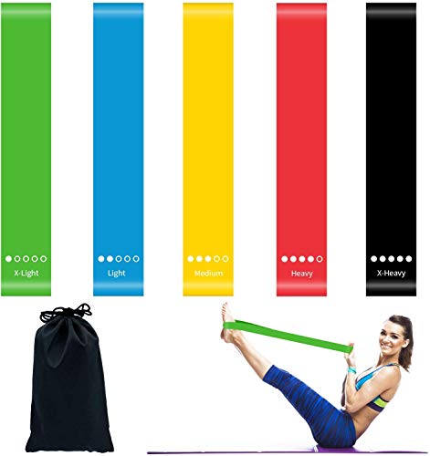 BellaCase Bandas de Resistencia para Piernas y Gluteos Bandas de Ejercicio con 5 Niveles de Resistencia Diferentes para Fitness, Yoga, Pilates