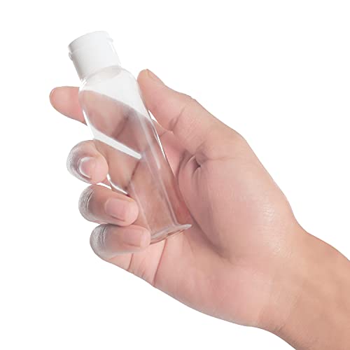 Belle Vous Botellas Plastico Transparente Tapa Abatible (Pack de 30) Botes Plastico 60 ml Reutilizables Vacíos para Apretar - Botes Viaje Rellenables, Cosméticos, Acondicionador, Loción, Champú y Mas