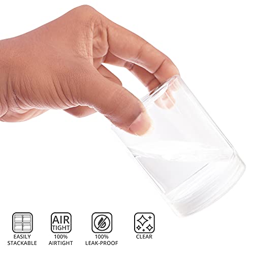 Belle Vous Botes de Plastico Transparente con Tapas (Pack de 15) 240 ml - Tarros Redondos Vacíos Libres de BPA - Recipientes para Alimentos, Slime, Especias Secas, Frutas y para Viajes