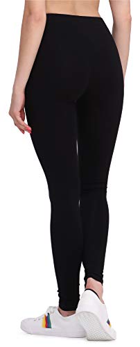 Bellivalini Leggins Mallas Deportivas Largas en Viscosa Mujer BLV50-147 (Negro, L)