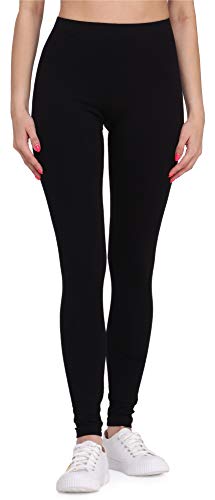 Bellivalini Leggins Mallas Deportivas Largas en Viscosa Mujer BLV50-147 (Negro, L)