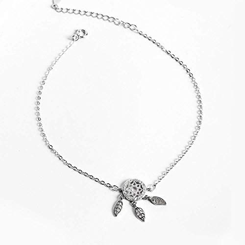 Belons Pulsera de tobillo para mujer de plata de ley 925 con circonita cúbica para atrapasueños, tobillera, pulsera de tobillo ajustable