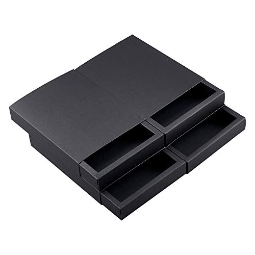 BENECREAT 10 Pack Caja de Cajón de Papel Kraft 20x15x3cm, Caja de Cartón Negro para Joyería, Dulces,Cajas de Regalo Pequeñas para Envolver Regalos, Navidad, Boda, Favores de la Fiesta