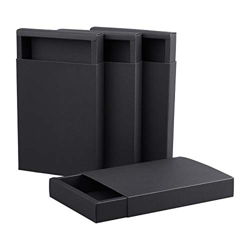 BENECREAT 10 Pack Caja de Cajón de Papel Kraft 20x15x3cm, Caja de Cartón Negro para Joyería, Dulces,Cajas de Regalo Pequeñas para Envolver Regalos, Navidad, Boda, Favores de la Fiesta