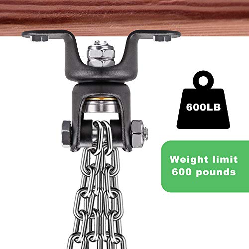 BeneLabel -Cadena de boxeo resistente para boxeo, capacidad de 800 libras, soporte para vigas de madera con rotación de 360 ° con 4 cadenas y 4 mosquetones, 2 tornillos de madera para juegos de madera