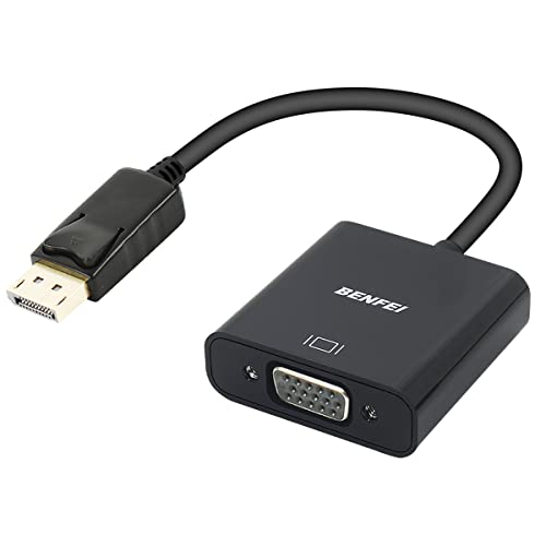 BENFEI DisplayPort a VGA,Adaptador DP a VGA Chapado en Oro (Macho a Hembra) Compatible para Lenovo,DELL,HP,ASUS(Nicht kompakt mit HDMI)