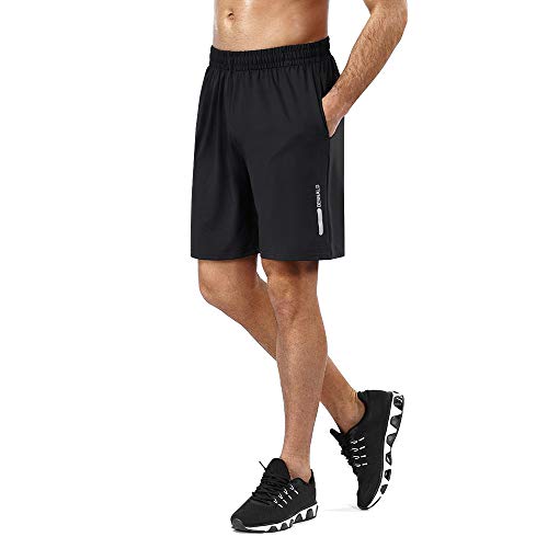 BENNALD Pantalon Corto Hombre Deporte Short Deportivo Hombre Pantalones Cortos Deporte Hombre Running Secado Rápido Shorts Core Pants de Tenis Fitness Gimnasio Gym Atletismo Verano Negro