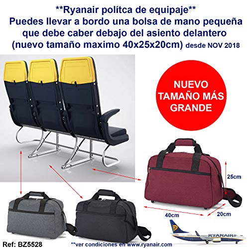 Benzi Bolsa de Viaje 40 x 25 x 20 cm Tamaño Equipaje de Mano Ryanair (5528 Negro)