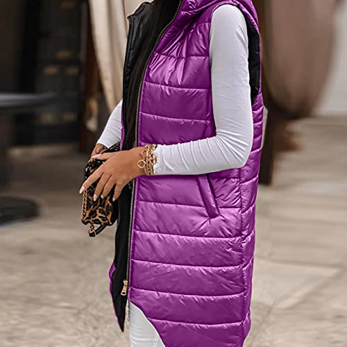 Berimaterry Chaleco Acolchado Mujer largo Elegante Invierno Pluma Sin Mangas Camisolas Encapuchado Espesor Termica Informales Chaleco Chaquetas Abrigos Ropa de mujer barato de Colores Sólidos