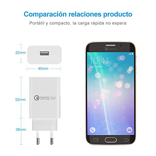 BERLS 18W Cargador Tipo C Carga Rapida Xiaomi Redmi Note 8 Pro, Note 9 Pro, Note 7, Note 6, Note 5, Mi 10, Mi 11, 10T, 9T, 9S, 8T, Poco X3 Pro, X3 NFC, F2 Pro, F1, Mix3, Mix2, Mix1, Mi A1, A2 Lite