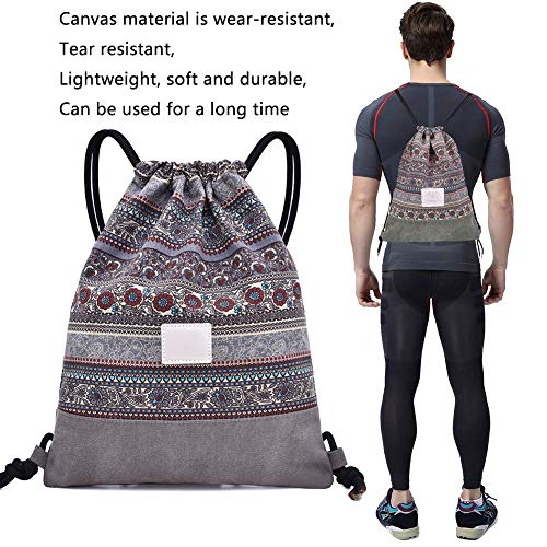 BESLIME Mochila con Cordón Mochila de Cuerda de Lona,Lona con Cordón Bolso Viajar, Mochilas Casual Unisex, para Gimnasio Deporte Yoga