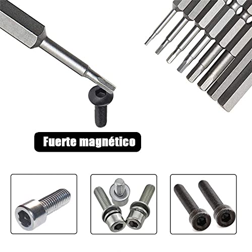 Bestgle 8 piezas destornillador allen 50mm destornillador hexagonal Magnetic tornillos cabeza de taladro Acero duradero S2 Cabeza de broca magnética