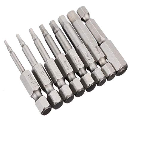 Bestgle 8 piezas destornillador allen 50mm destornillador hexagonal Magnetic tornillos cabeza de taladro Acero duradero S2 Cabeza de broca magnética