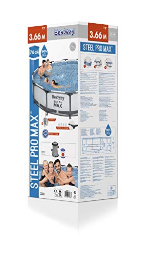 Bestway 56416 - Piscina Desmontable Tubular Steel Pro Max 366x76 cm Depuradora de Cartucho 1.249 litros/hora