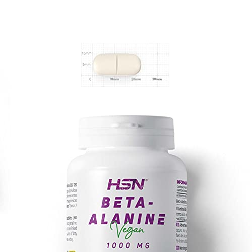 Beta Alanina de HSN | 120 Tabletas para 4000 mg de Beta-Alanina por Dosis Diaria | Aminoácido en Forma Libre | Con Vitamina B3 | No-GMO, Vegano, Sin Gluten