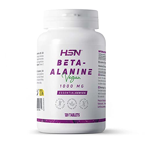 Beta Alanina de HSN | 120 Tabletas para 4000 mg de Beta-Alanina por Dosis Diaria | Aminoácido en Forma Libre | Con Vitamina B3 | No-GMO, Vegano, Sin Gluten