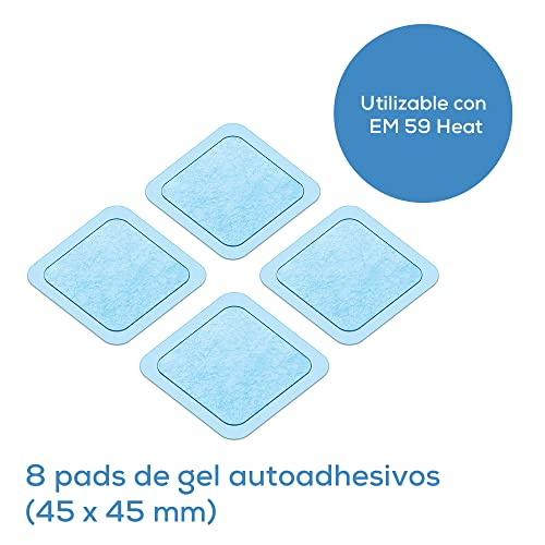 Beurer EM 59 Heat Gel-Pads, juego de recompra con 8 almohadillas de gel autoadhesivas para utilizar con el TENS/EMS digital EM 59 Heat, tamaño: 45x 45 mm