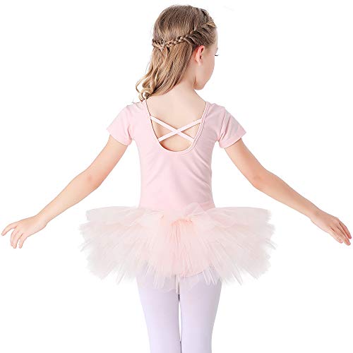 Bezioner Maillot de Danza Tutú Vestido de Ballet Gimnasia Leotardo Algodón Body Clásico para Niña Rosa 150