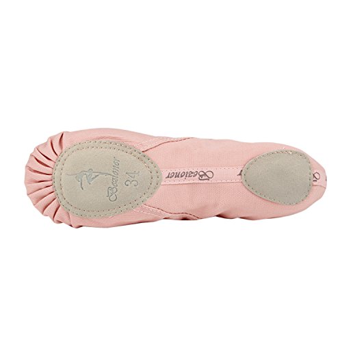 Bezioner Zapatillas de Ballet Canvas Dance Zapatos Split Suela Partida para Niñas Mujeres Pink 27