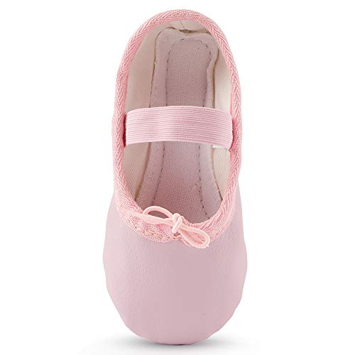 Bezioner Zapatillas de Danza Cuero Zapatos de Ballet y Gimnasia Baile para Niña y Mujer Rosa 21