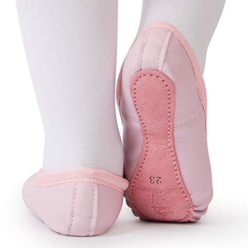 Bezioner Zapatillas de Danza Cuero Zapatos de Ballet y Gimnasia Baile para Niña y Mujer Rosa 22