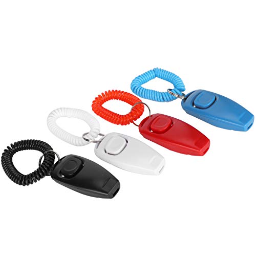 BHDD Clicker para Perros, 4 Piezas Profesionales Equipadas con Correa para la muñeca, Entrenamiento práctico de Comportamiento para Entrenamiento de Mascotas, eficaz para Perros y Gatos