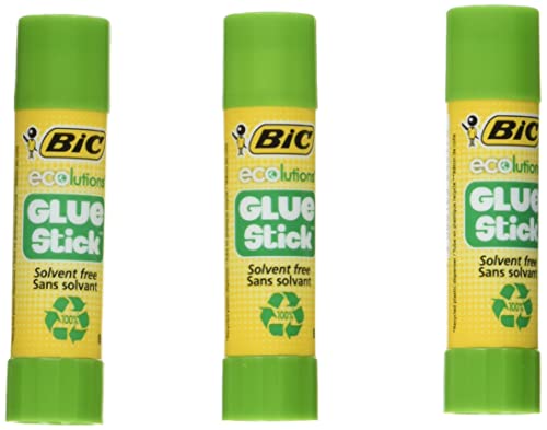 BIC ECOlutions Pegamento en Barra - 8 g, Blíster de 3 Unidades