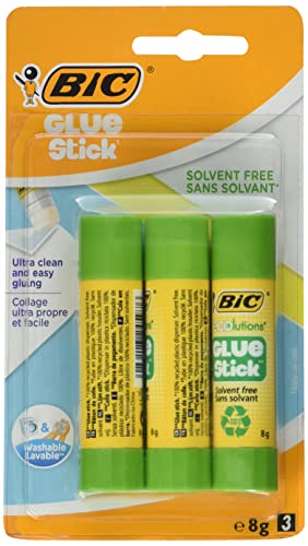 BIC ECOlutions Pegamento en Barra - 8 g, Blíster de 3 Unidades