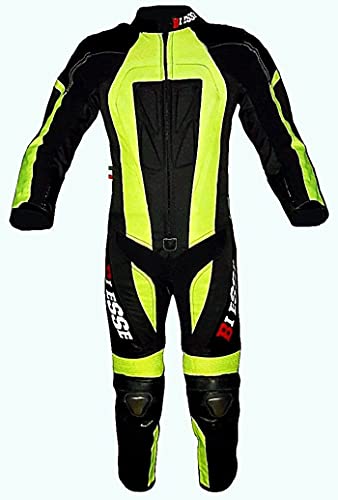 Biesse - Mono infantil para minimoto, hecho de piel y Cordura, profesional, con protecciones CE